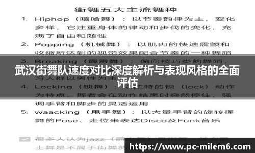 武汉街舞队速度对比深度解析与表现风格的全面评估